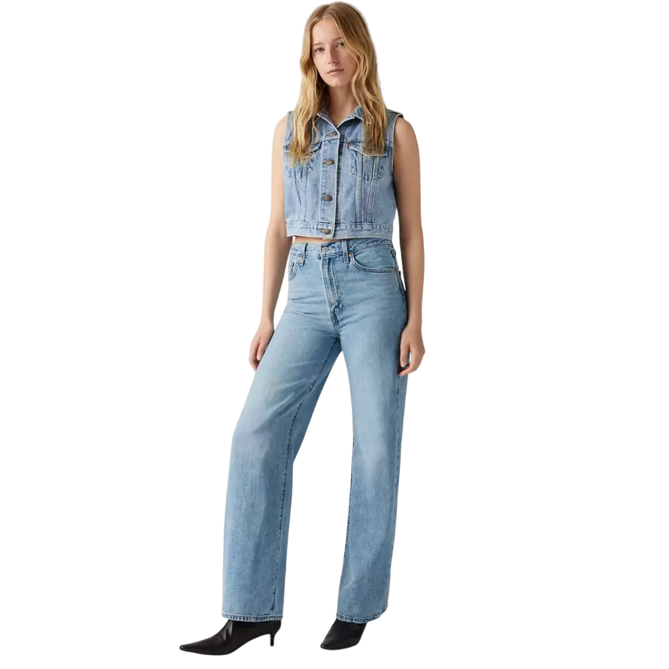 Levi's pantalone da donna in Jeans Ribcage a gamba ampia A60810002 blu chiaro