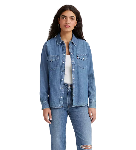 Levi's camicia da donna in jeans Westers Iconic 16786-0017 blu medio