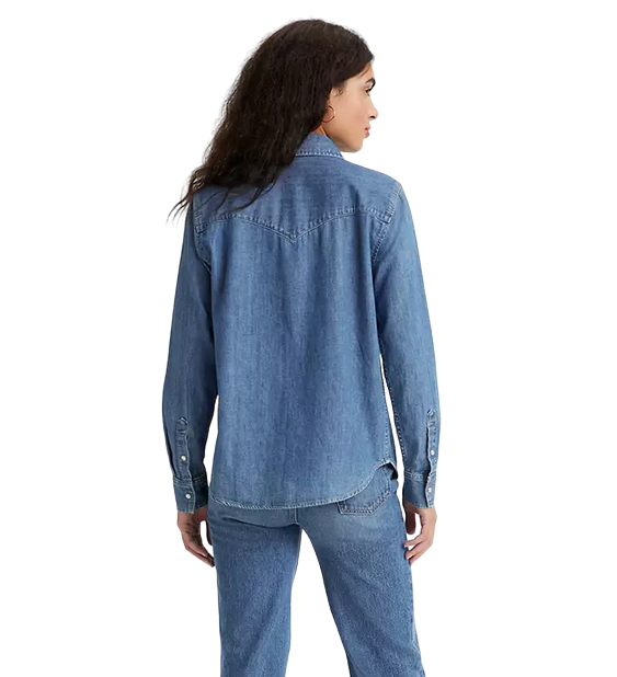 Levi&#39;s camicia da donna in jeans Westers Iconic 16786-0017 blu medio