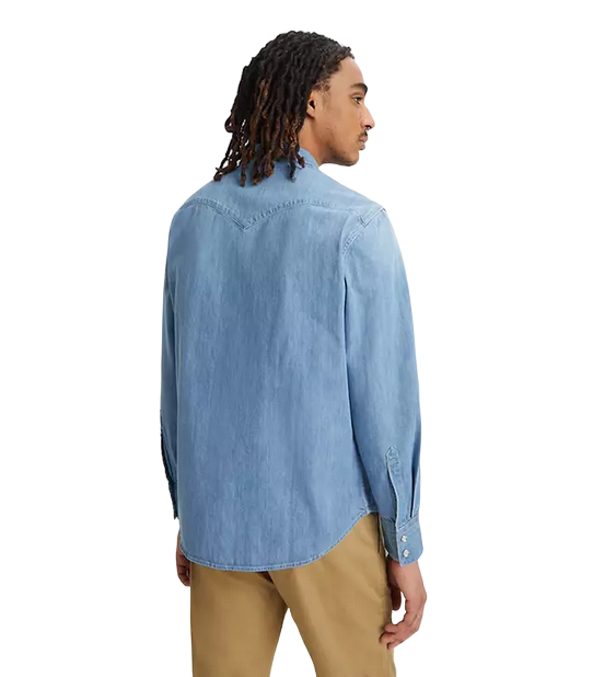 Levi&#39;s camicia da uomo in jeans a manica lunga Western Barstow 85744-0047 blu