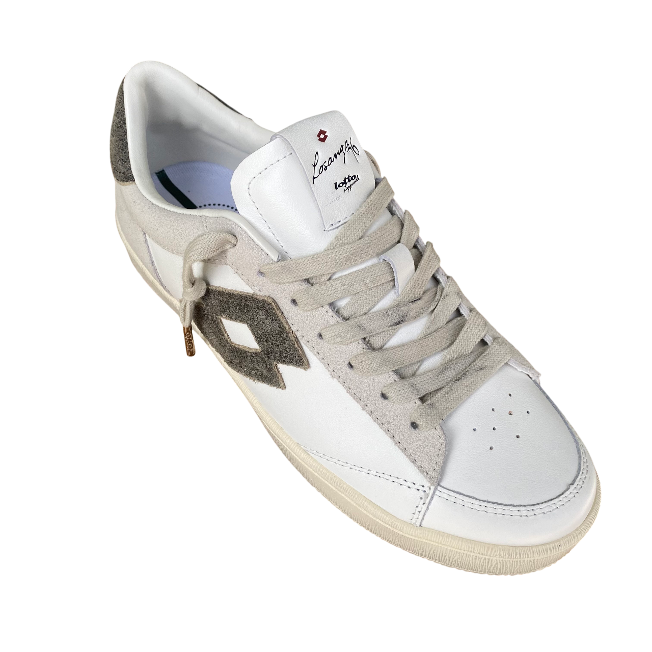Sneakers Lotto Leggenda Losanga '76 Crack 221893 1PL bianco-nero da uomo, vista dall'alto tomaia in pelle