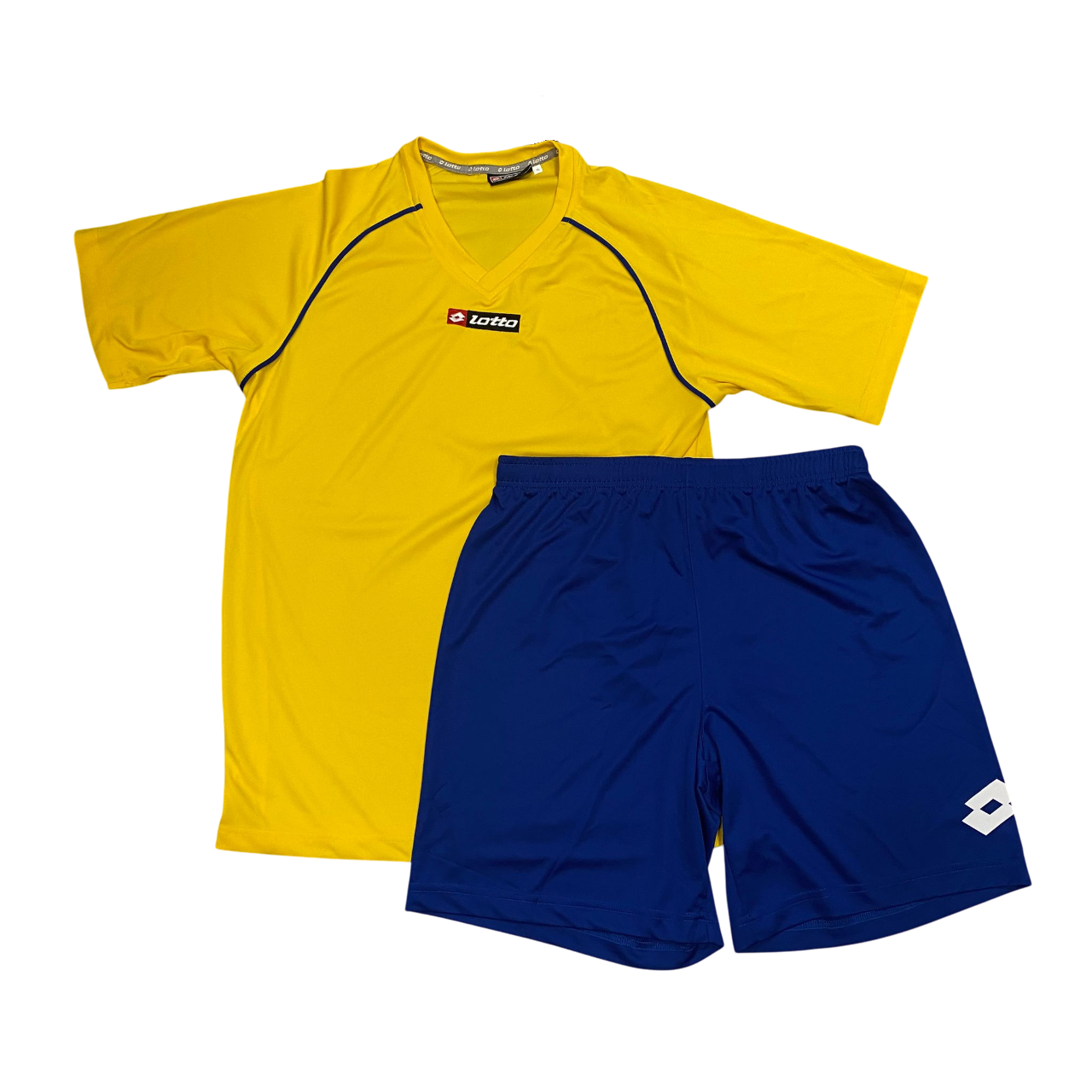 Lotto completo maglietta e pantaloncino da calcio-calcetto da adulto K2781 giallo-azzurro