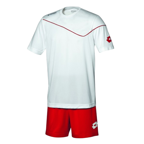 Lotto completo maglietta e pantaloncino da calcio-calcetto da adulto Sigma Q0833 bianco-rosso
