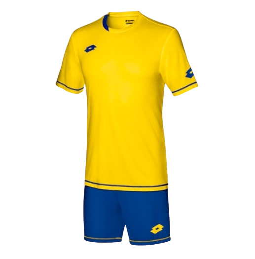 Lotto completo maglietta e pantaloncino da calcio-calcetto da adulto Sigma S3704 giallo-azzurro