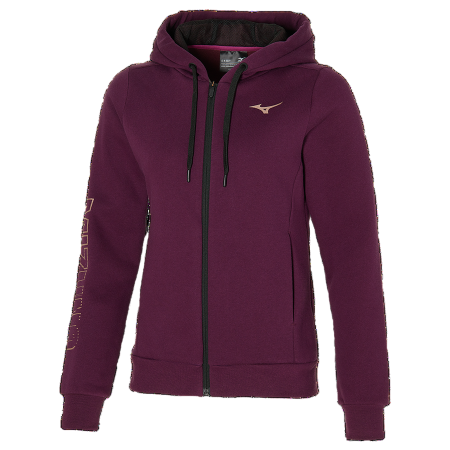 Mizuno Felpa da donna con cappuccio e cerniera Athetic K2GC270181 vino