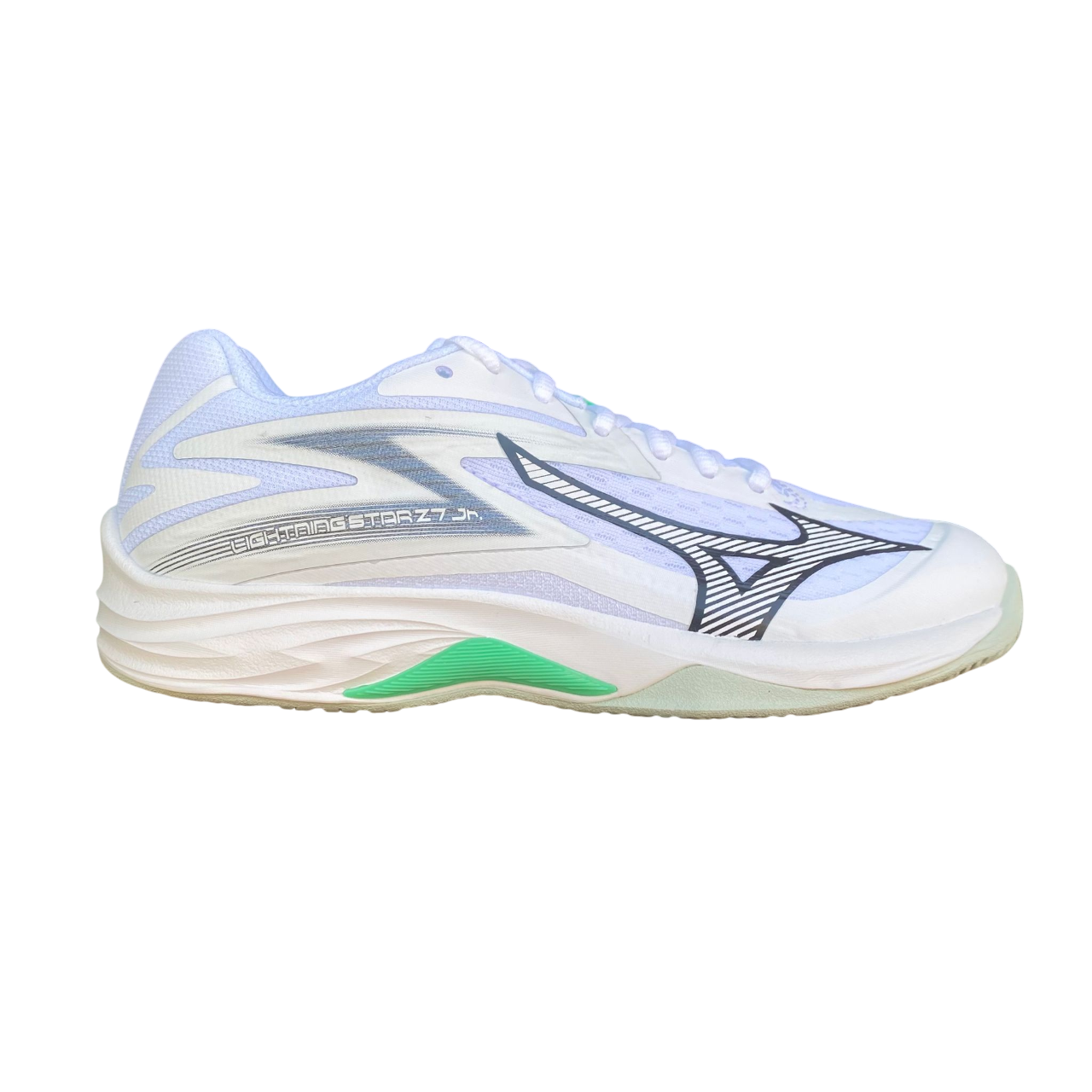 Scarpe da pallavolo Mizuno Lightning Star Z7 modello V1GD230316 colore bianco per junior, 7ª generazione specializzata per giovani pallavolisti, vista esterna
