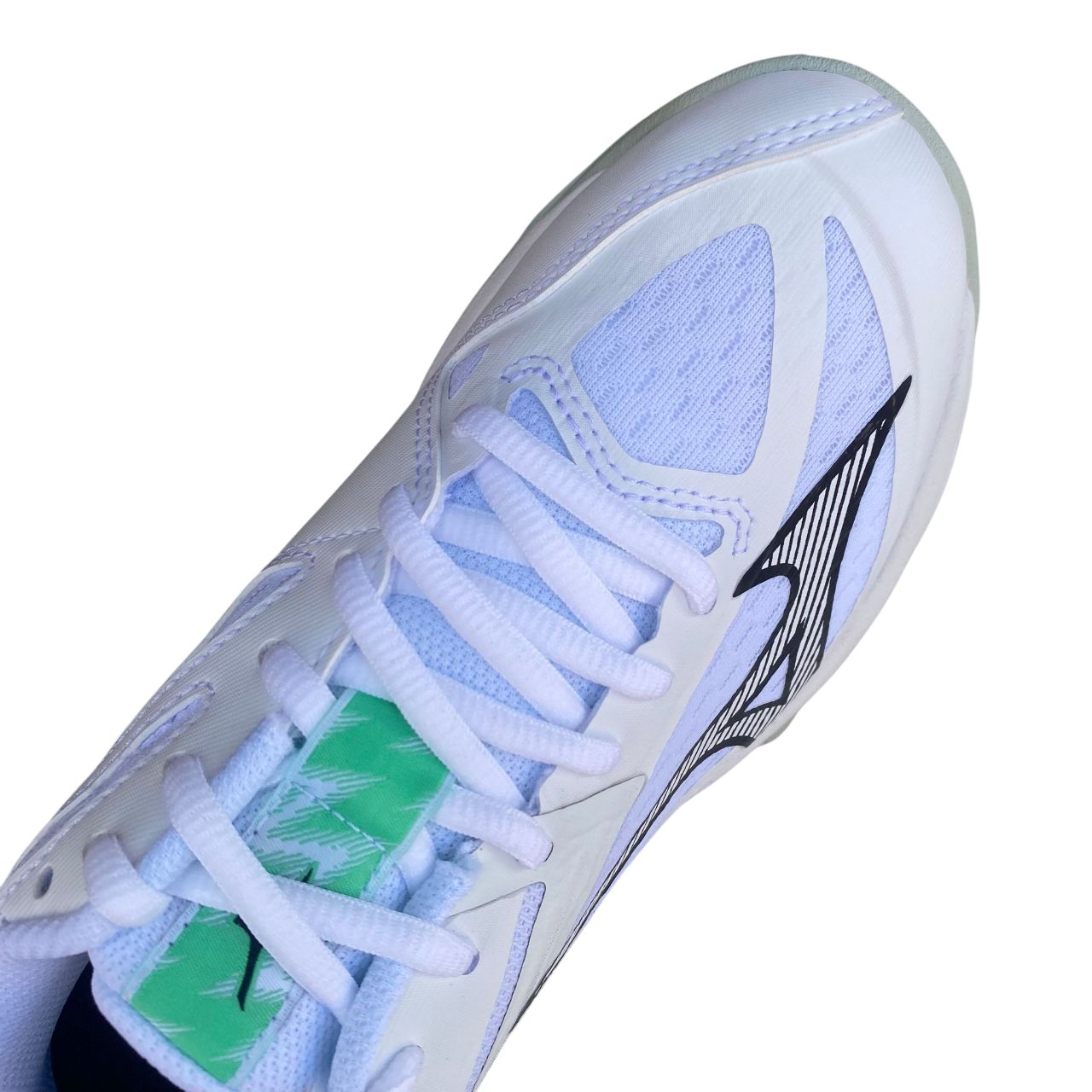 Scarpe da pallavolo Mizuno Lightning Star Z7 modello V1GD230316 colore bianco per junior, 7ª generazione specializzata per giovani pallavolisti, vista tomaia