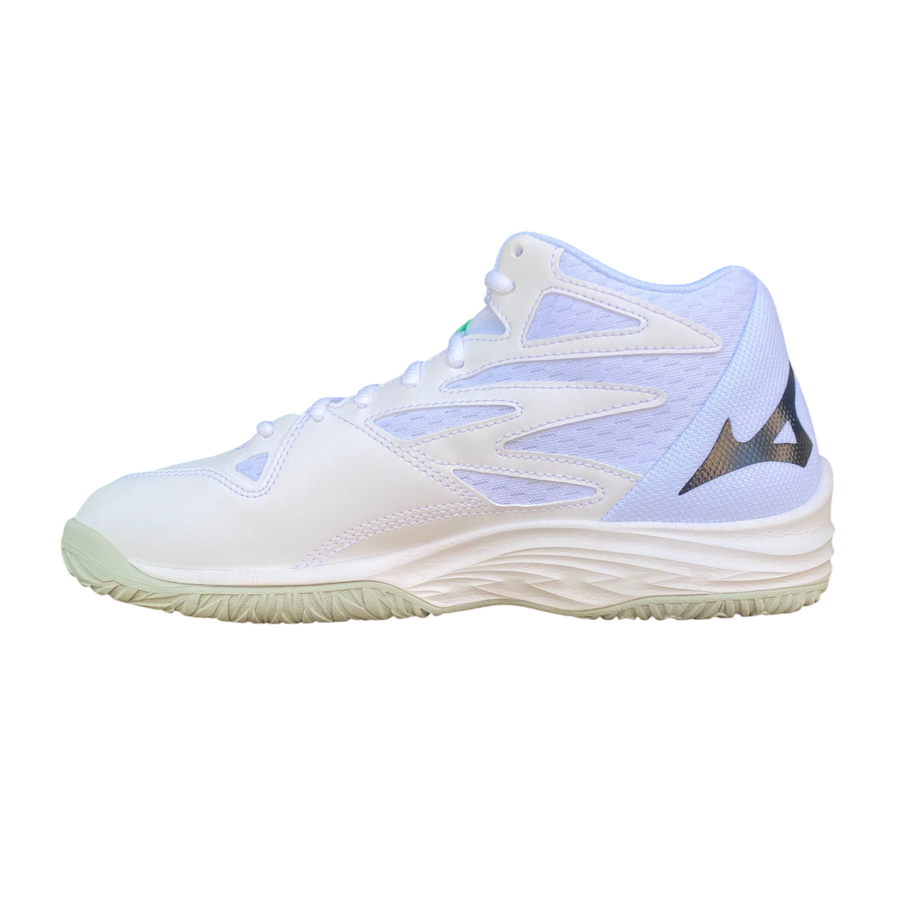 Scarpe da pallavolo Mizuno Thunder Blade Z Mid modello V1GA237516 colore bianco con design mid-cut per protezione caviglia professionale, vista interna