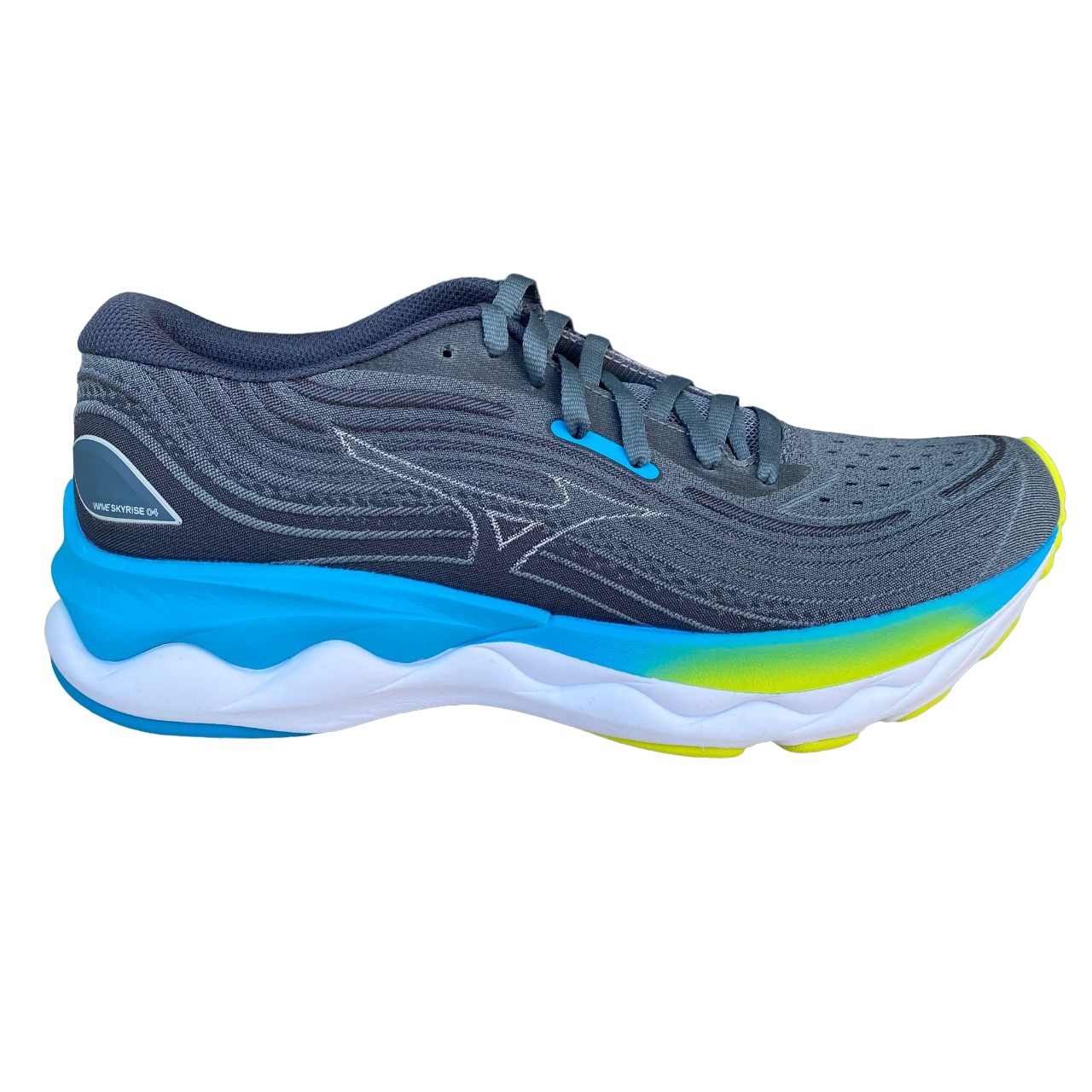 Mizuno scarpa da corsa da uomo ultra morbida Wave Skyrise 4 grigioblu- blu perla