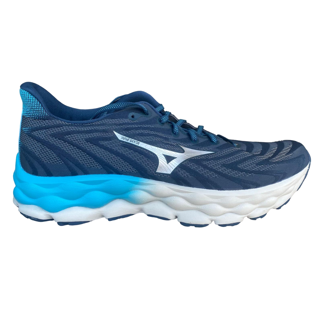 Mizuno scrpa da corsa da uomo Wave Sky 8 J1GC240205 tè blu-argento