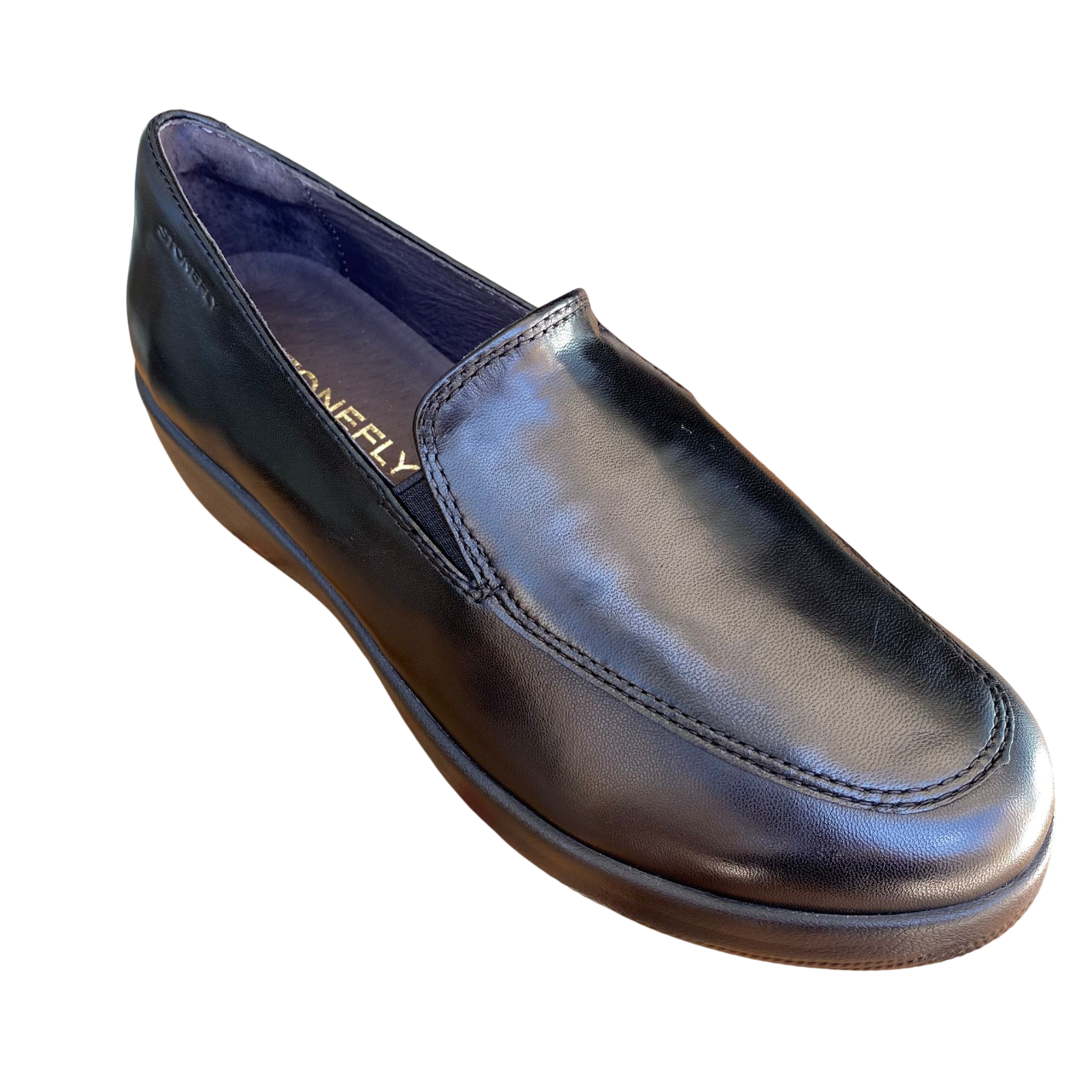 Mocassini neri da donna Stonefly modello Paseo IV in nappa leather, eleganti e comodi