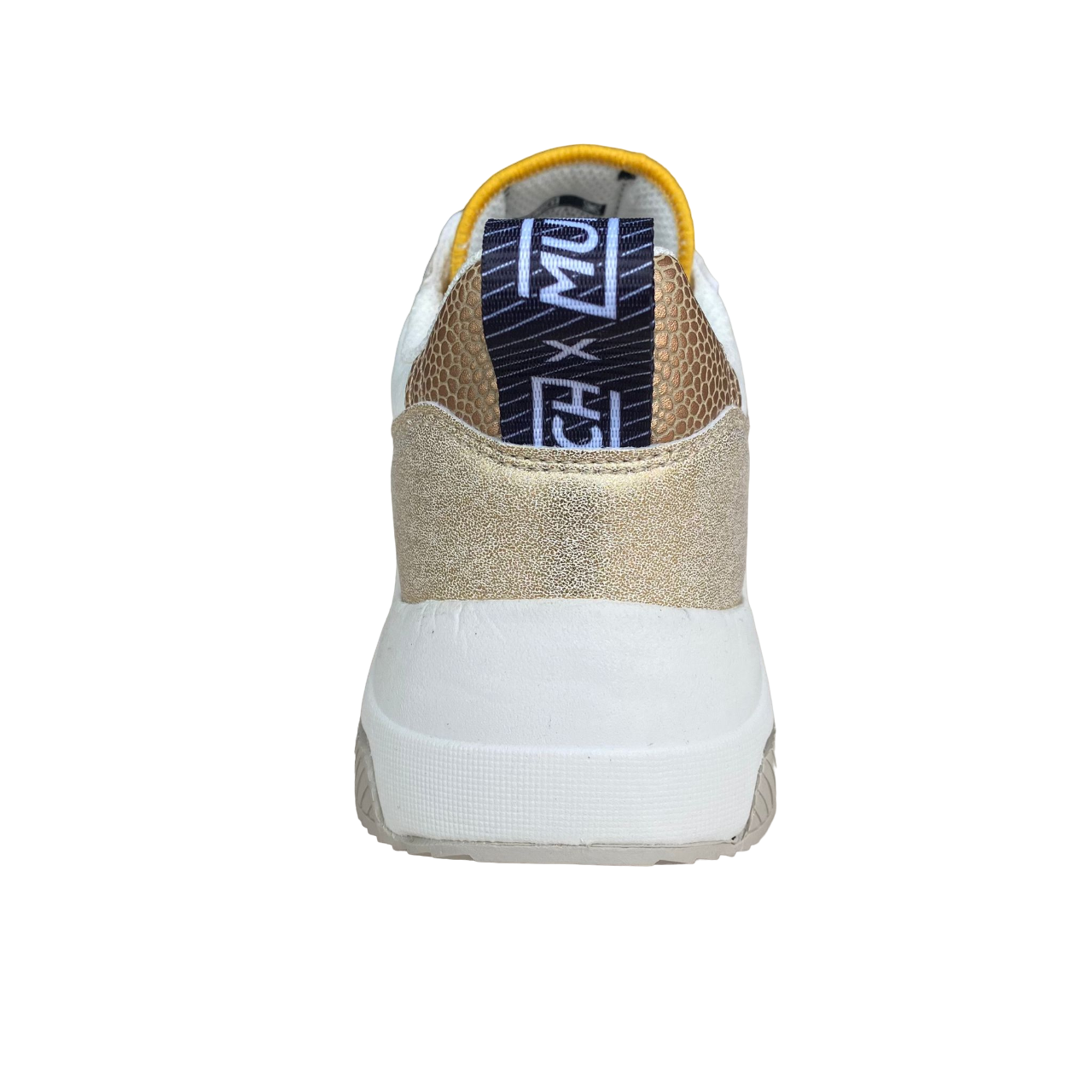 Sneakers Munich Wave 169 bianco-oro da donna, vista frontale con dettagli in oro