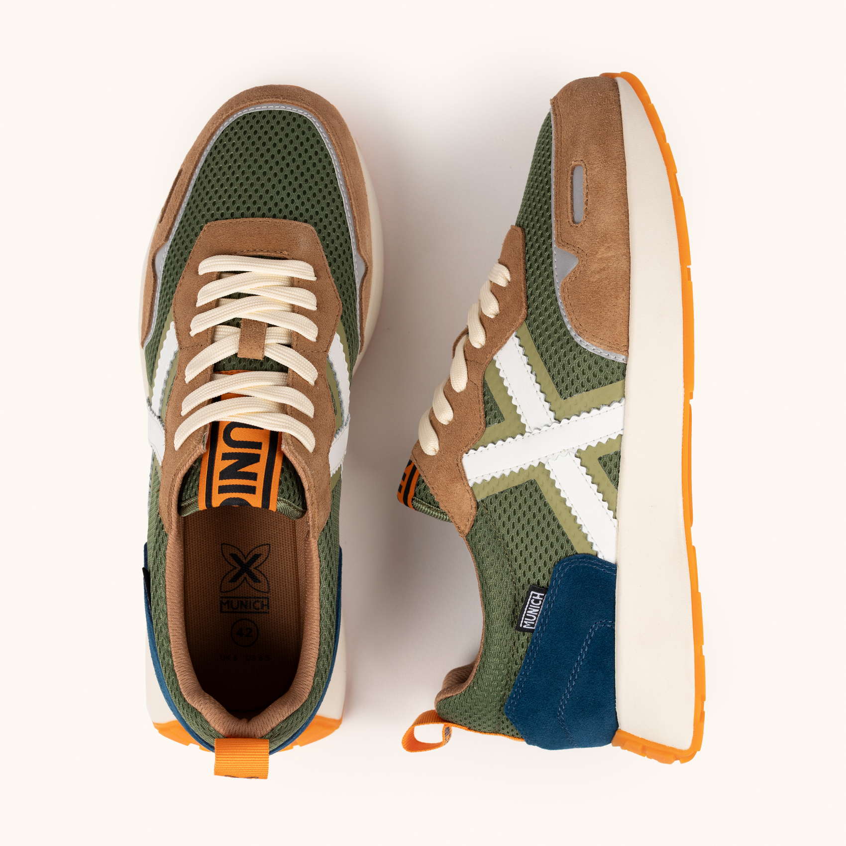 Munich scarpa sneakers da uomo XEMINE 96  8907096 verde-marrone-blu - Eleganza Sportiva