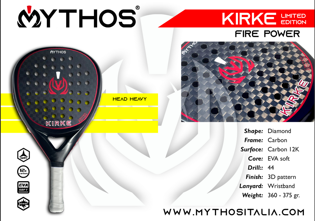 Mythos racchetta da padel con telaio di carbonio forma diamante KIRKE Ltd edizione limitata