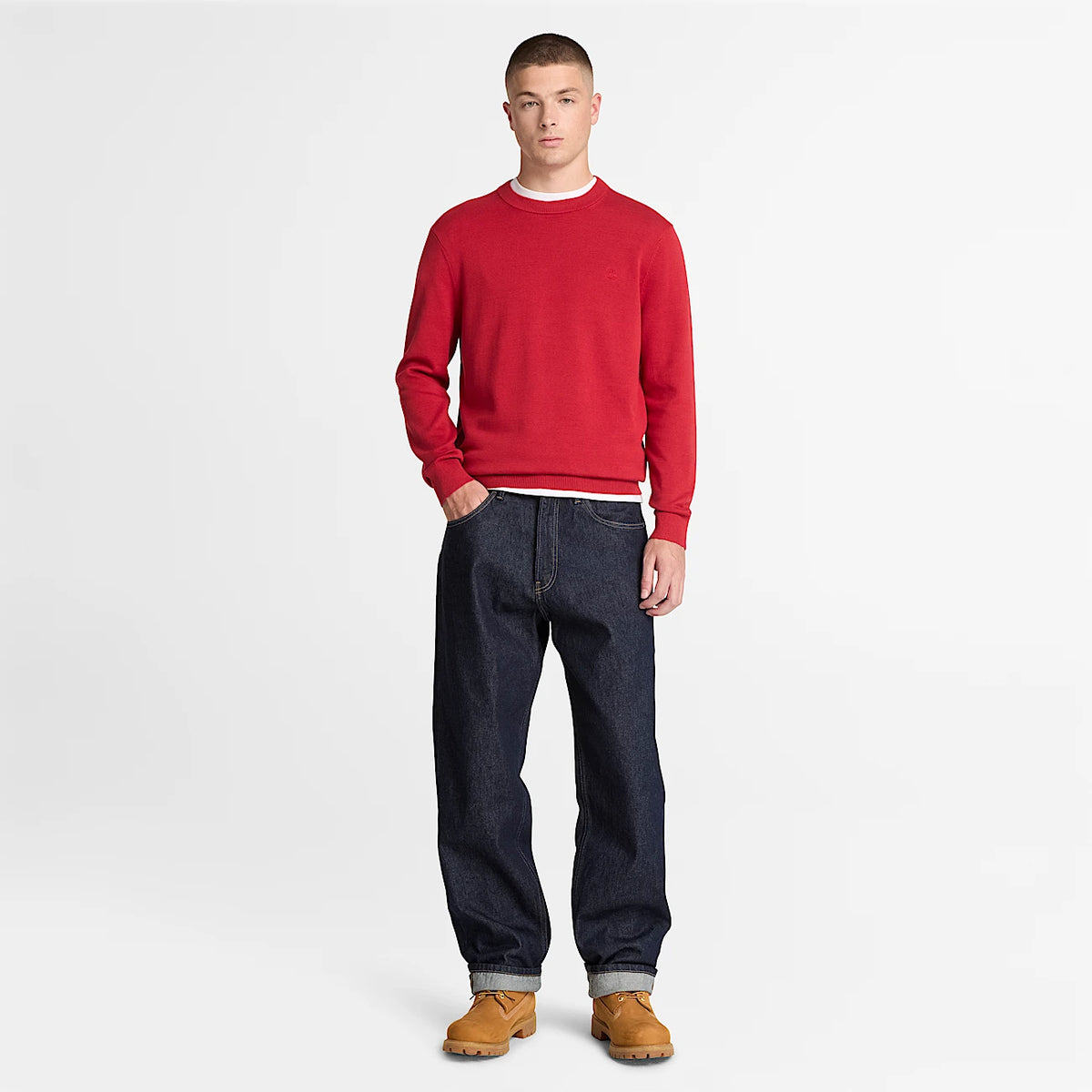 Timberland Maglione Girocollo in Cotone Williams River da Uomo TBC0YHAZ AI7 rosso