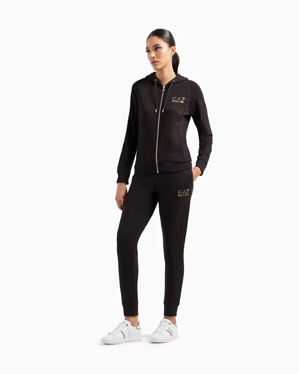 EA7 ARMANI tuta sportiva da donna con cappuccio 8NTV51 TJ9RZ 1200 nera