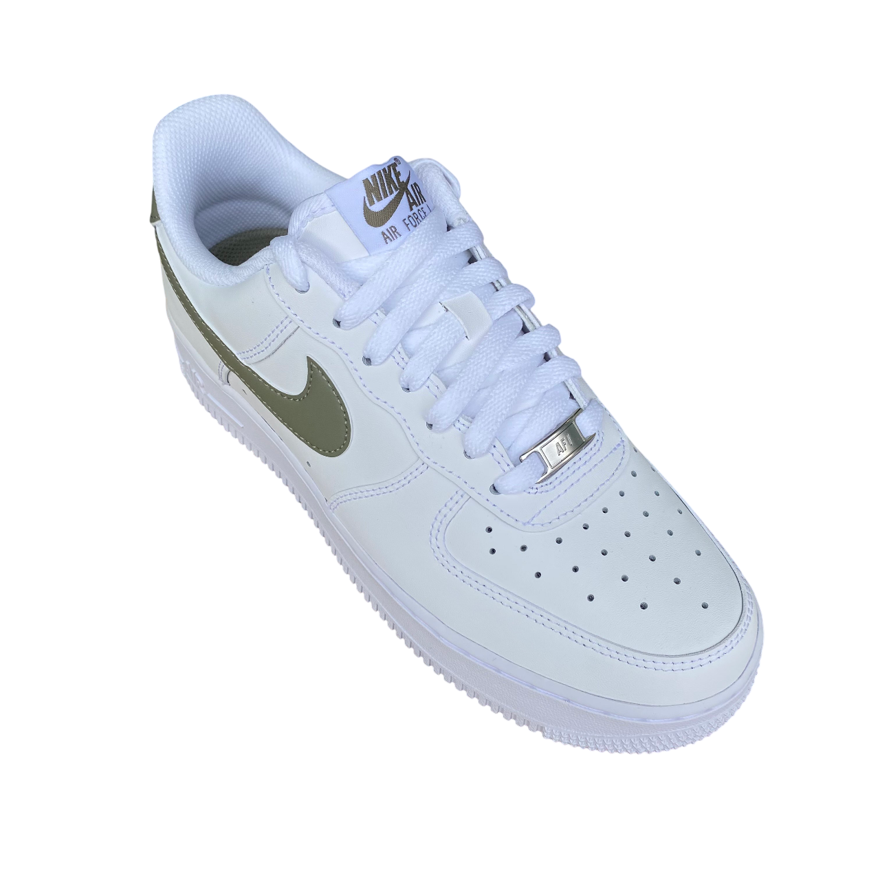 Nike Air Force 1 '07 bianche con dettagli verdi da uomo modello FJ4146-116, sneakers iconiche con design classico, suola in gomma e tomaia in pelle premium per stile urbano - alto