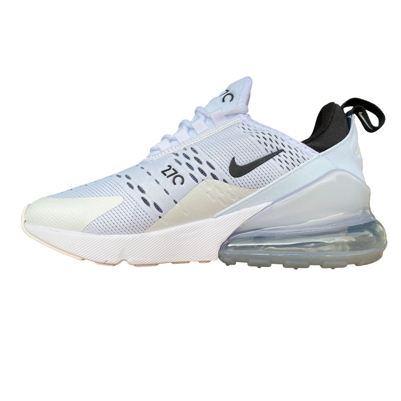 Nike Air Max 270 bianche da donna modello AH6789-100 con unità Air visibile, design moderno e comfort superiore per uso quotidiano e sportivo - interno