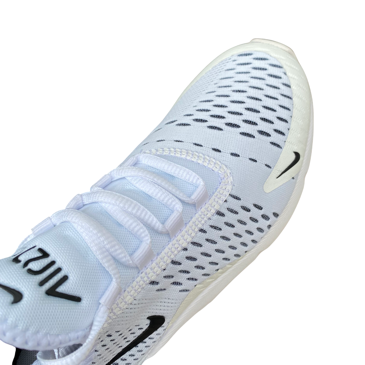 Nike Air Max 270 bianche da donna modello AH6789-100 con unità Air visibile, design moderno e comfort superiore per uso quotidiano e sportivo - punta