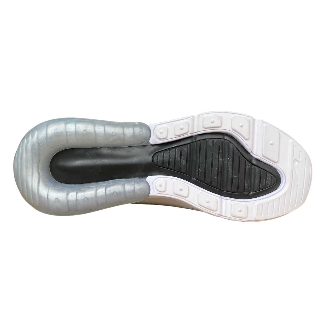 Nike Air Max 270 bianche da donna modello AH6789-100 con unità Air visibile, design moderno e comfort superiore per uso quotidiano e sportivo - suola