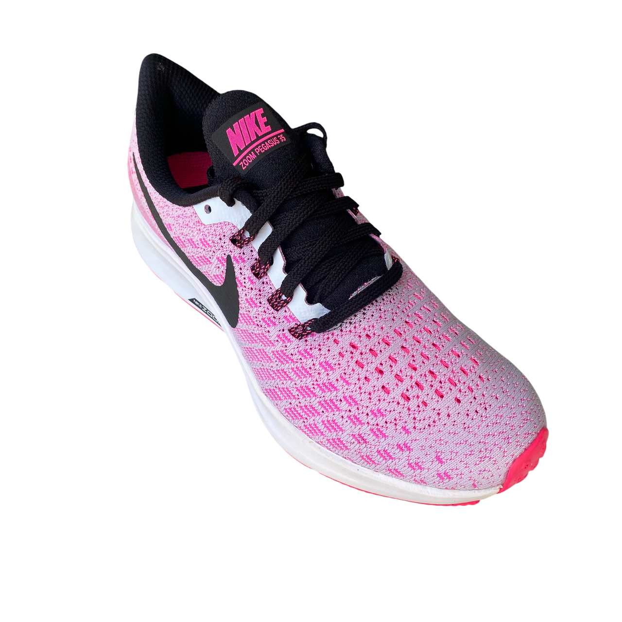 Scarpe running Nike Air Zoom Pegasus 35 da donna colore blu-rosa vista dall'alto con dettaglio tomaia in mesh traspirante