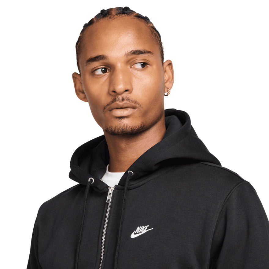 Nike Club Fleece Felpa Full-Zip Hoodie - FN3861-010 Nero - logo 