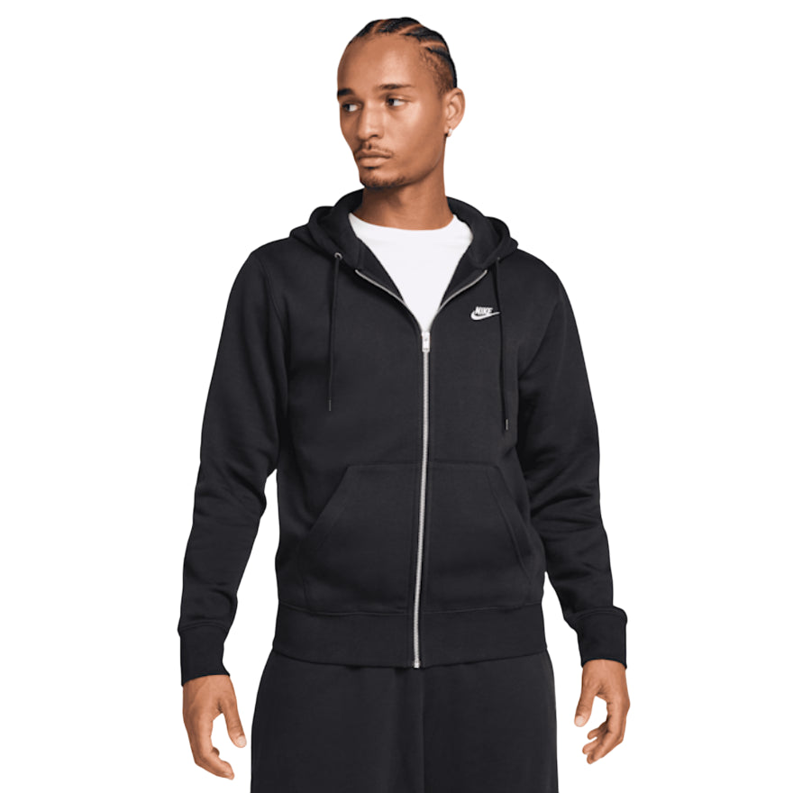 Nike Club Fleece Felpa Full-Zip Hoodie - FN3861-010 Nero - vista frontale