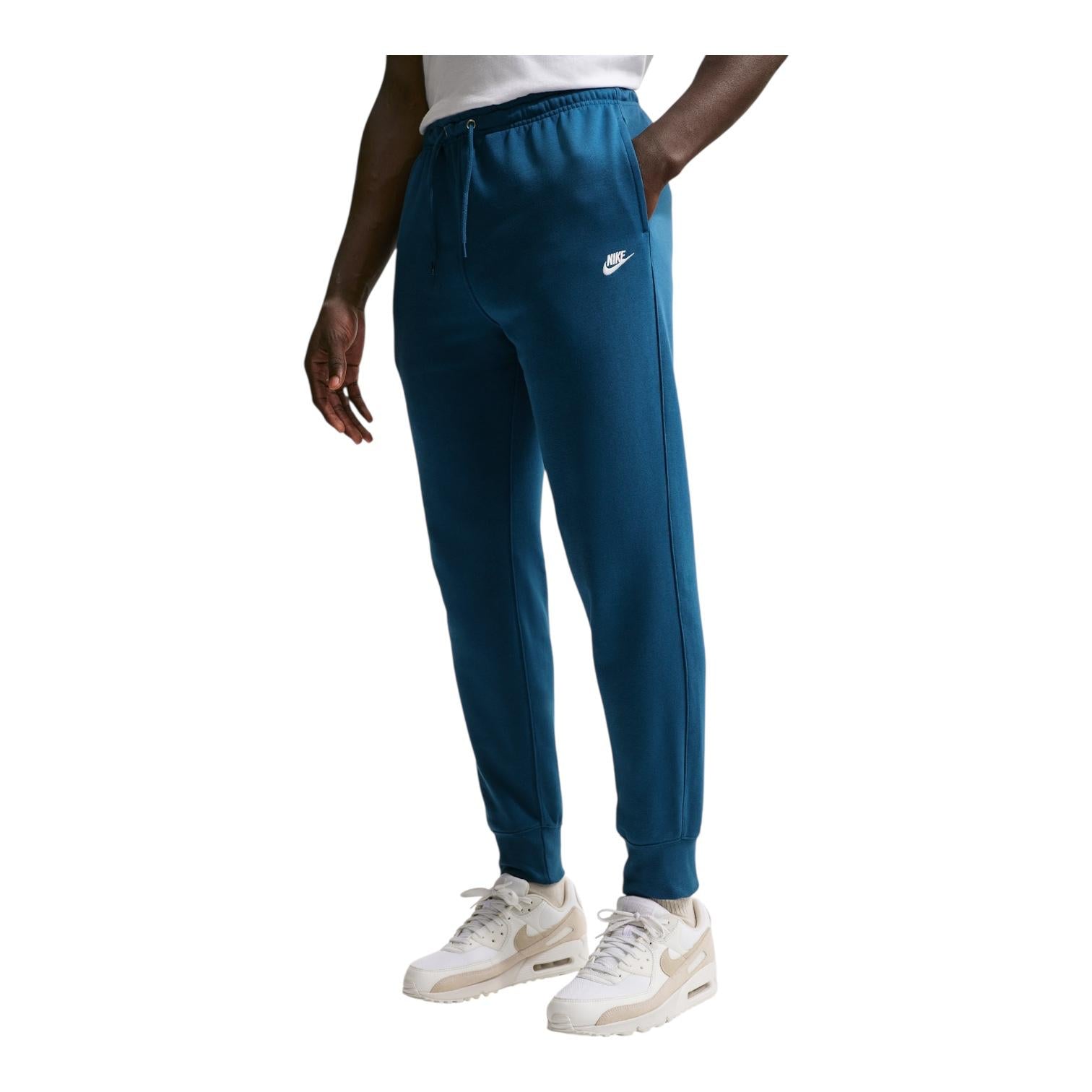 Nike Club Pantaloni Jogger Uomo French Terry FN3801 Blu Bianco