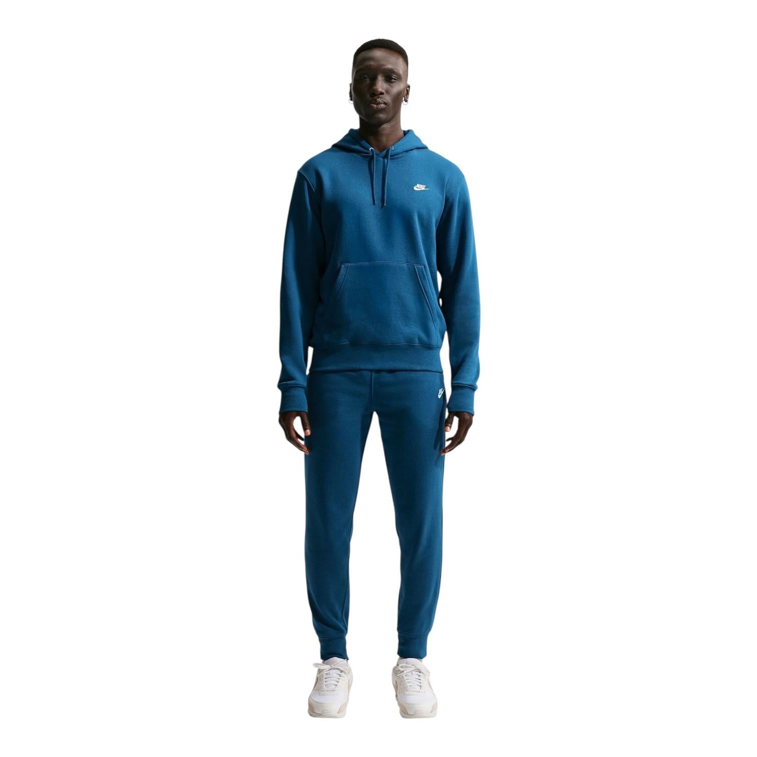 Nike Club Pantaloni Jogger Uomo French Terry FN3801 Blu Bianco completo