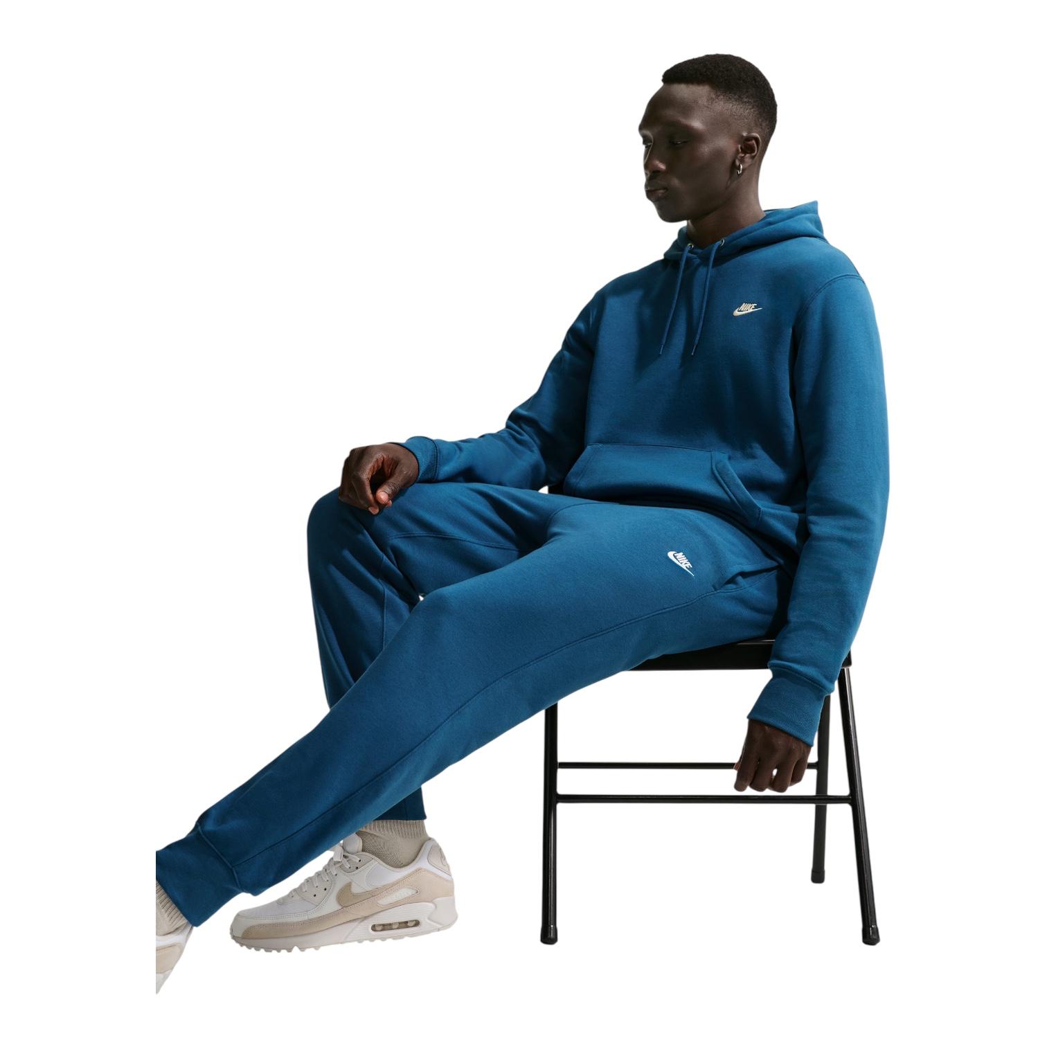 Nike Club Pantaloni Jogger Uomo French Terry FN3801 Blu Bianco completo con felpa