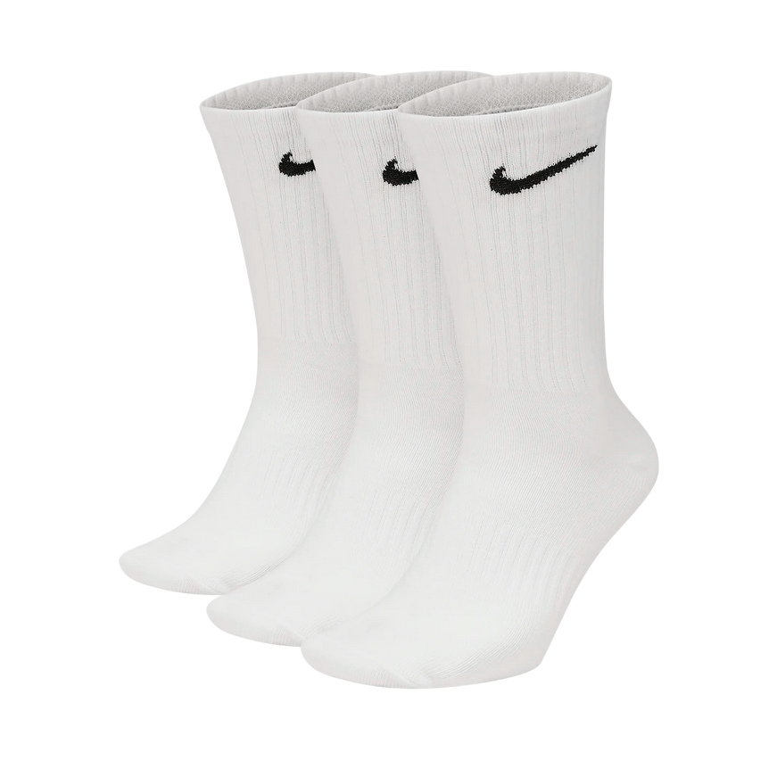 Confezione da 3 paia di calze Nike Everyday Lightweight SX7677-100 bianche alla caviglia, con tecnologia Dri-FIT e fascia di supporto sull'arco plantare