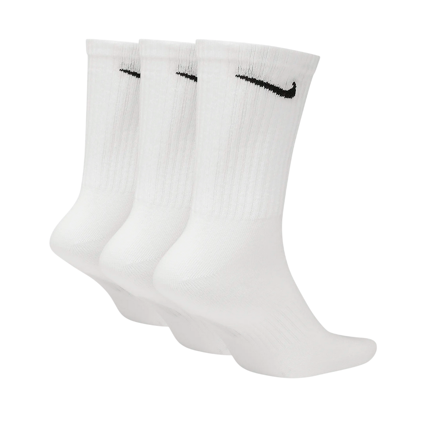 Confezione da 3 paia di calze Nike Everyday Lightweight SX7677-100 bianche alla caviglia, con tecnologia Dri-FIT e fascia di supporto sull'arco plantare
