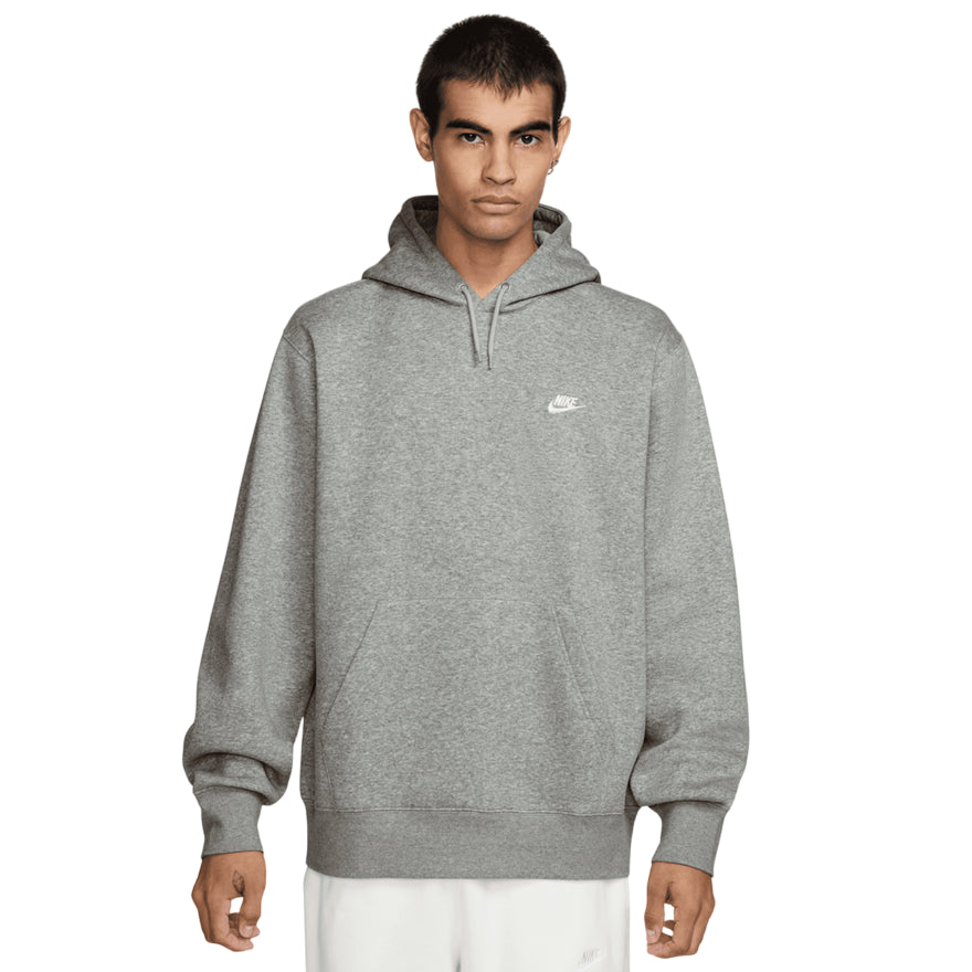 Nike FN3859-063 - Felpa Club Uomo con Cappuccio Grigia - VISTA FRONTALE