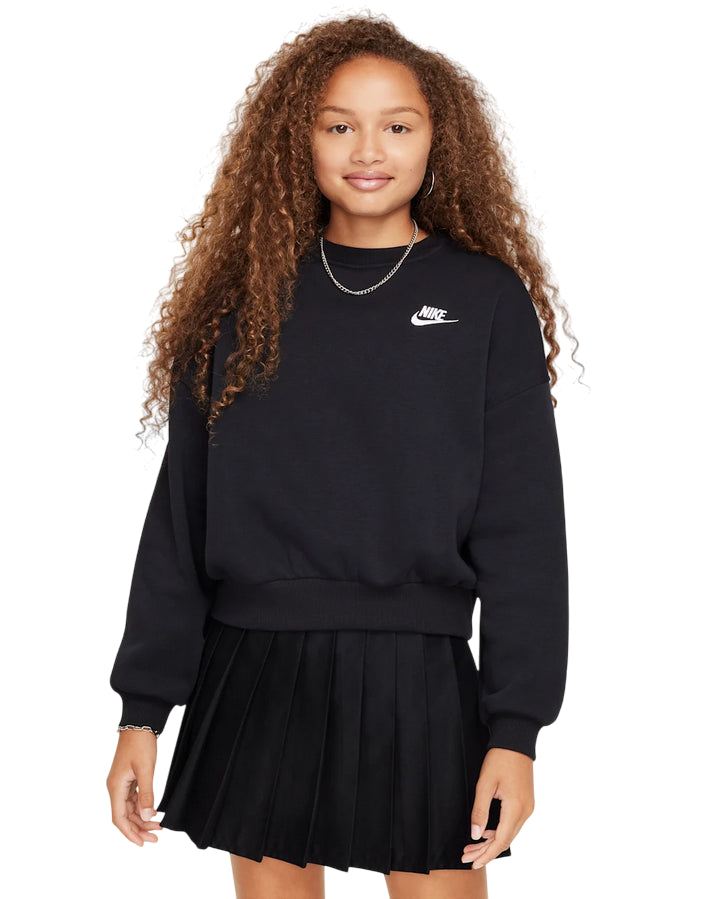 Nike Felpa Boxy Sportswear Club Fleece FZ9244-010 Nera Bambina - 