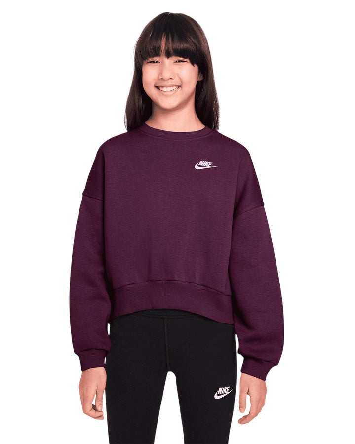 Nike Felpa Boxy a Girocollo Sportswear Club Fleece Bambina FZ9244-610 Rosa - Calda e Stile Oversize