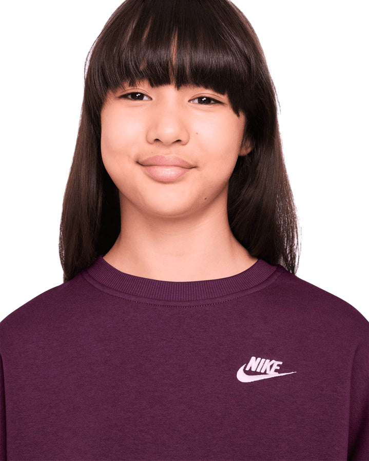 Nike Felpa Boxy a Girocollo Sportswear Club Fleece Bambina FZ9244-610 Rosa - Calda e Stile Oversize - dettaglio 