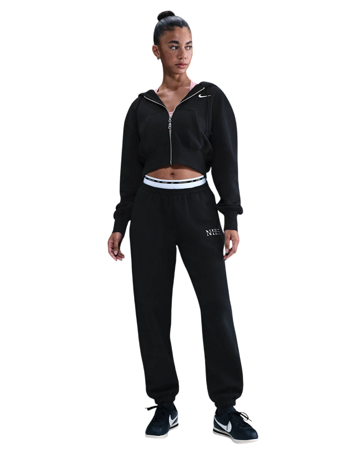 Nike Felpa Phoenix Fleece HV2426-010 Nero Corta Zip Donna - FRONTE