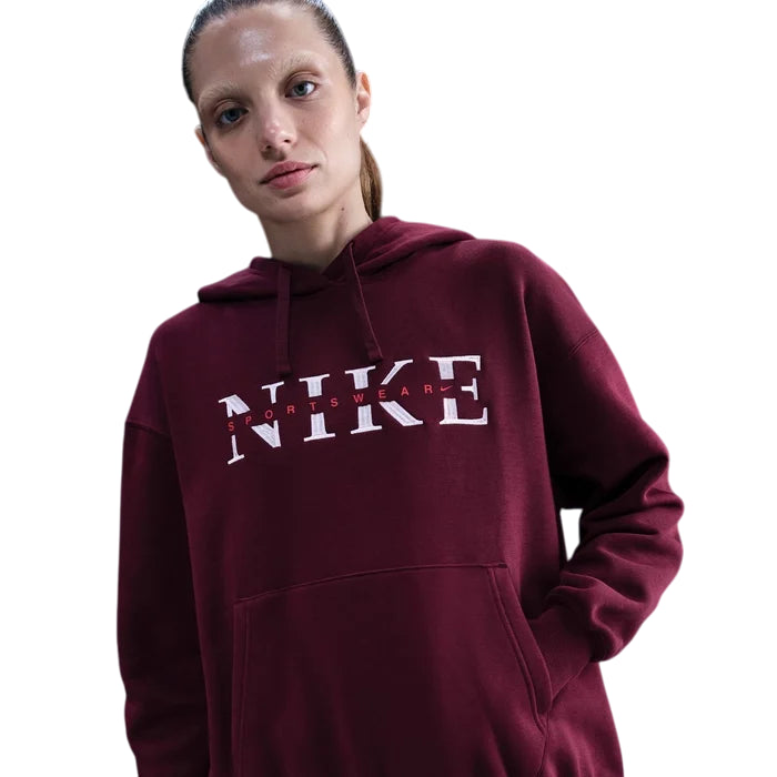 Nike Felpa Pullover Oversize con Cappuccio Sportswear Phoenix Fleece IH4054-610 Rosa - Comfort Trendy