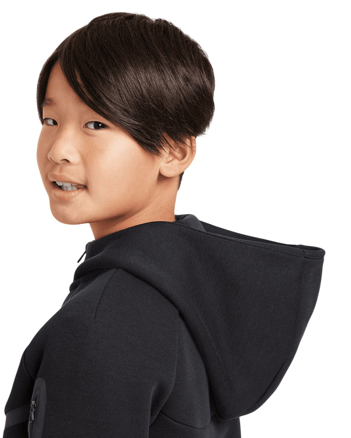 Nike Felpa Tech Fleece Junior Zip HV5867-010 Nero Ragazzo - cappuccio