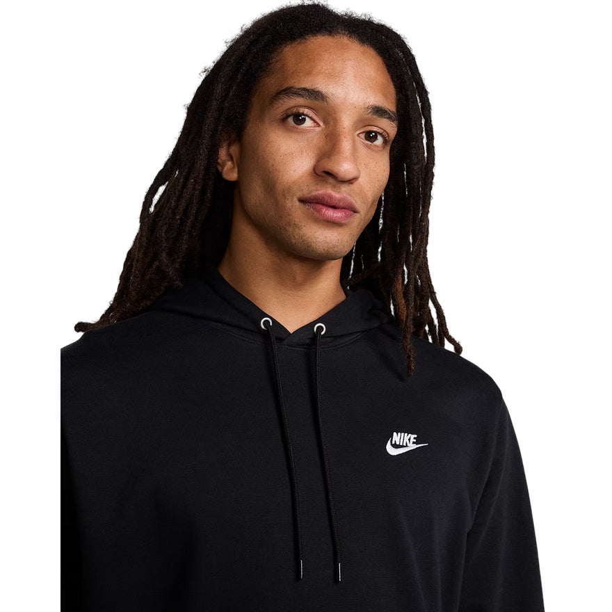 Nike Felpa con Cappuccio Club French Terry Uomo FN3866-010 Nero - logo