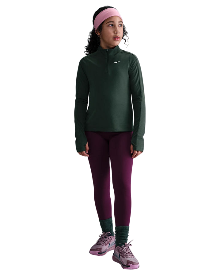 Nike Leggings Vita Alta Dri-FIT One FZ5605-610 Bordeaux – Morbidi, Traspiranti, Per Ragazze - fronte