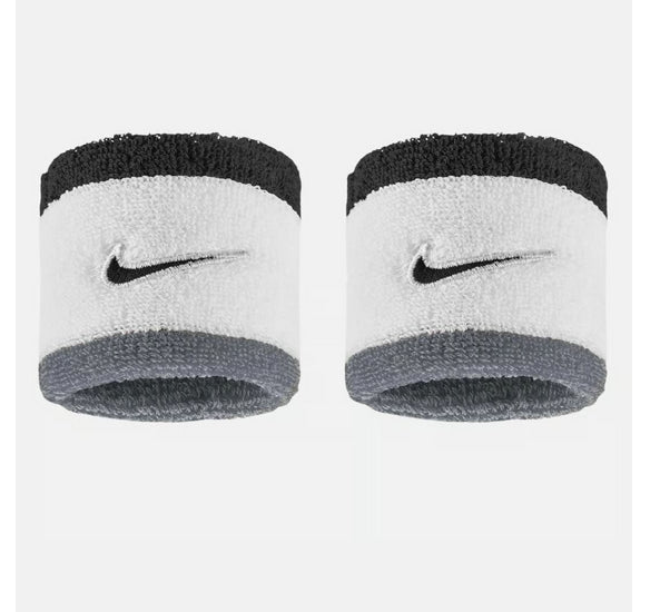Nike Polsino Tergisudore SWOOSH WRISTBANDS N1012405122OS Bianco-Grigio-Nero logo
