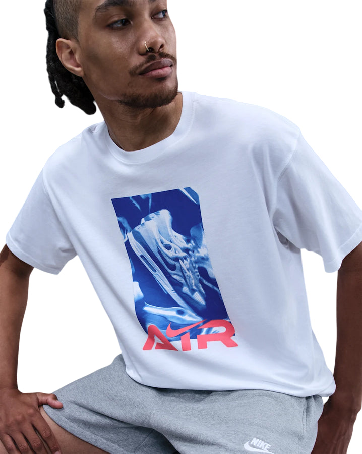 Nike T-shirt Sportswear HV0178-100 Bianco – Cotone Medio, Loose Fit, Iconica - STAMPA 