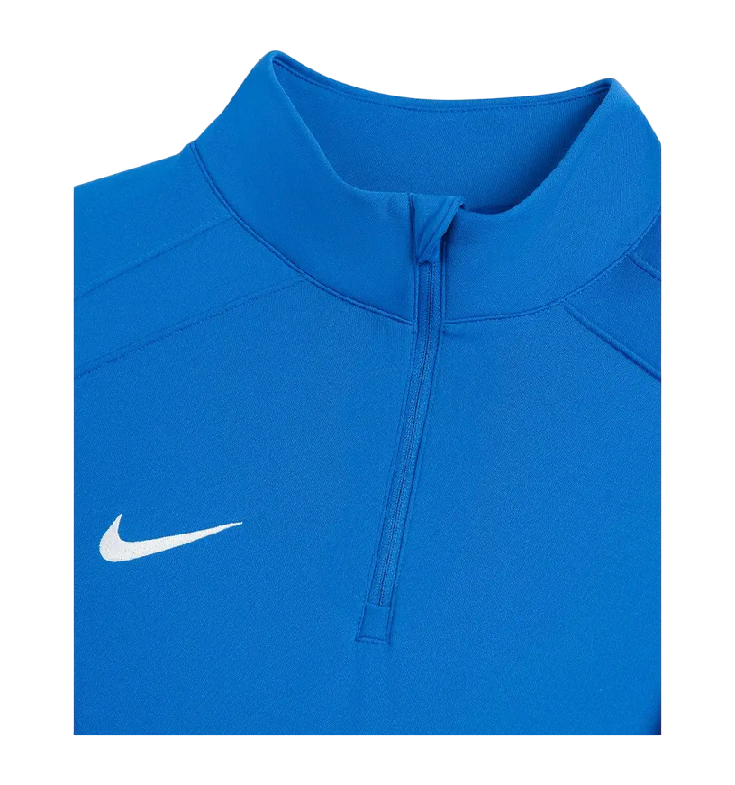 Dettaglio zip 1/4 della felpa Nike Team Training 0338NZ-463 azzurra - tessuto traspirante