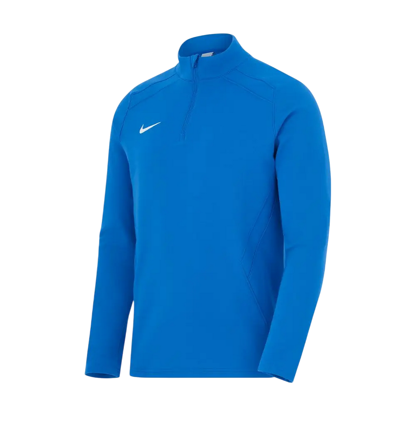 Felpa Nike Team Training 0338NZ-463 azzurra con zip 1/4 - vista frontale con logo Nike