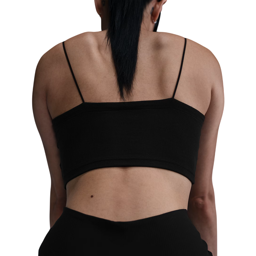 Nike Top corto da donna aderente 2 in 1 a mini costine HJ1299-010 nero