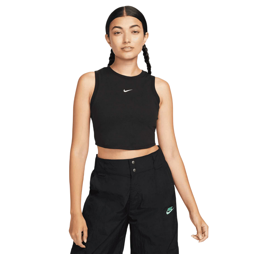Nike canotta da donna corta e aderente a mini costine FB8279-010 nero