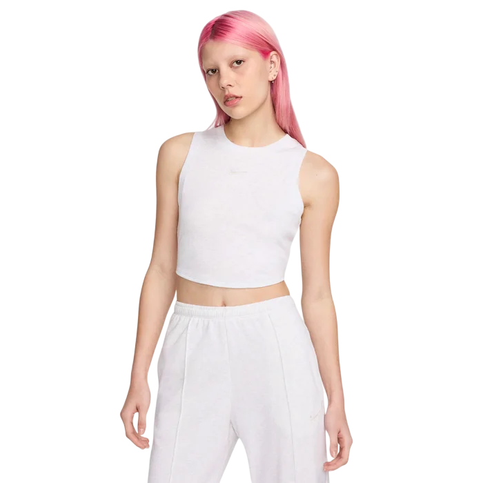 Nike canotta da donna corta e aderente a mini costine FB8279-051 grigio