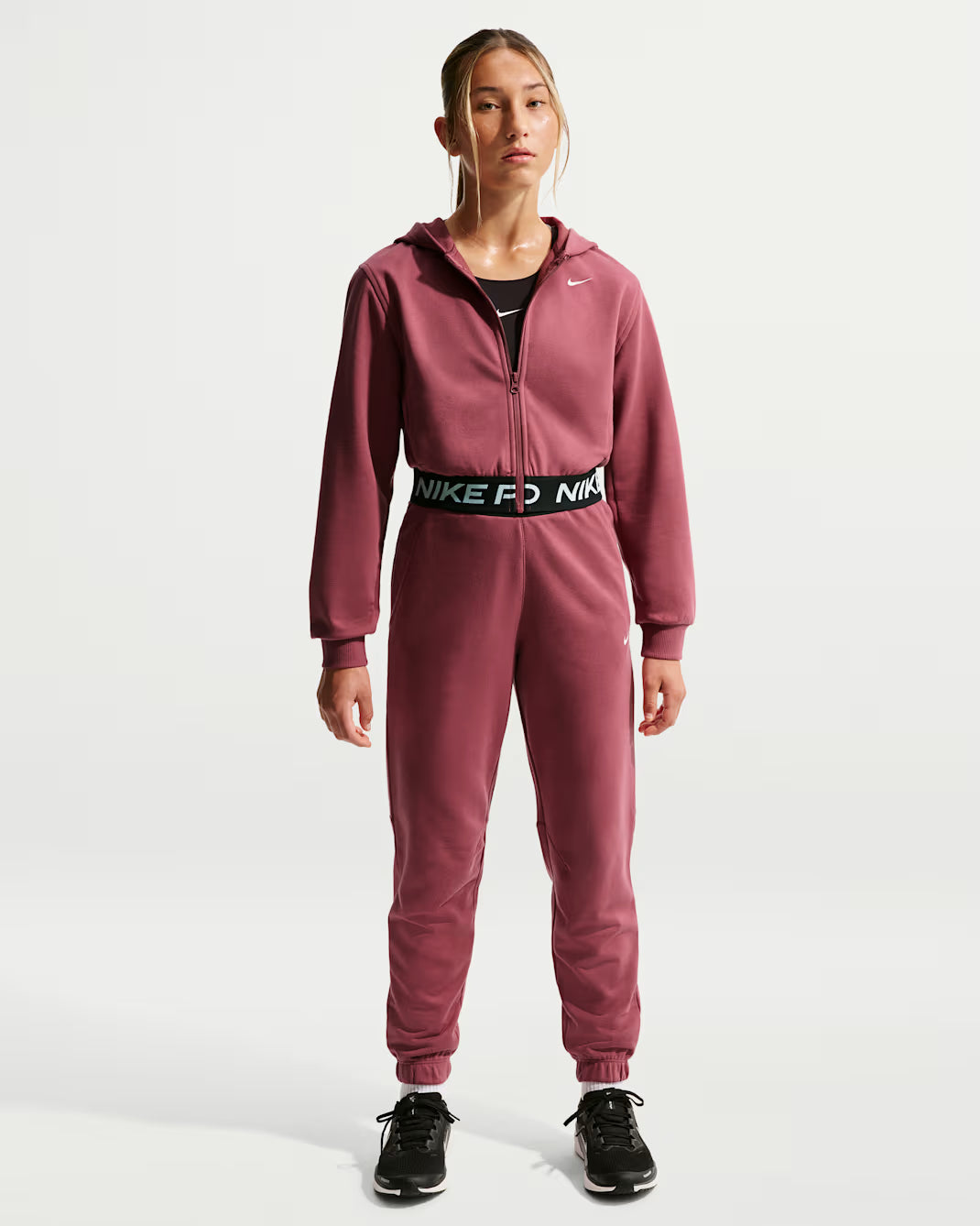 Nike felpa corta da ragazza con cappuccio Pro Fleece HQ9312-654 rosa