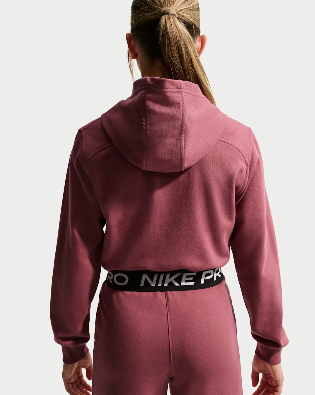 Nike felpa corta da ragazza con cappuccio Pro Fleece HQ9312-654 rosa